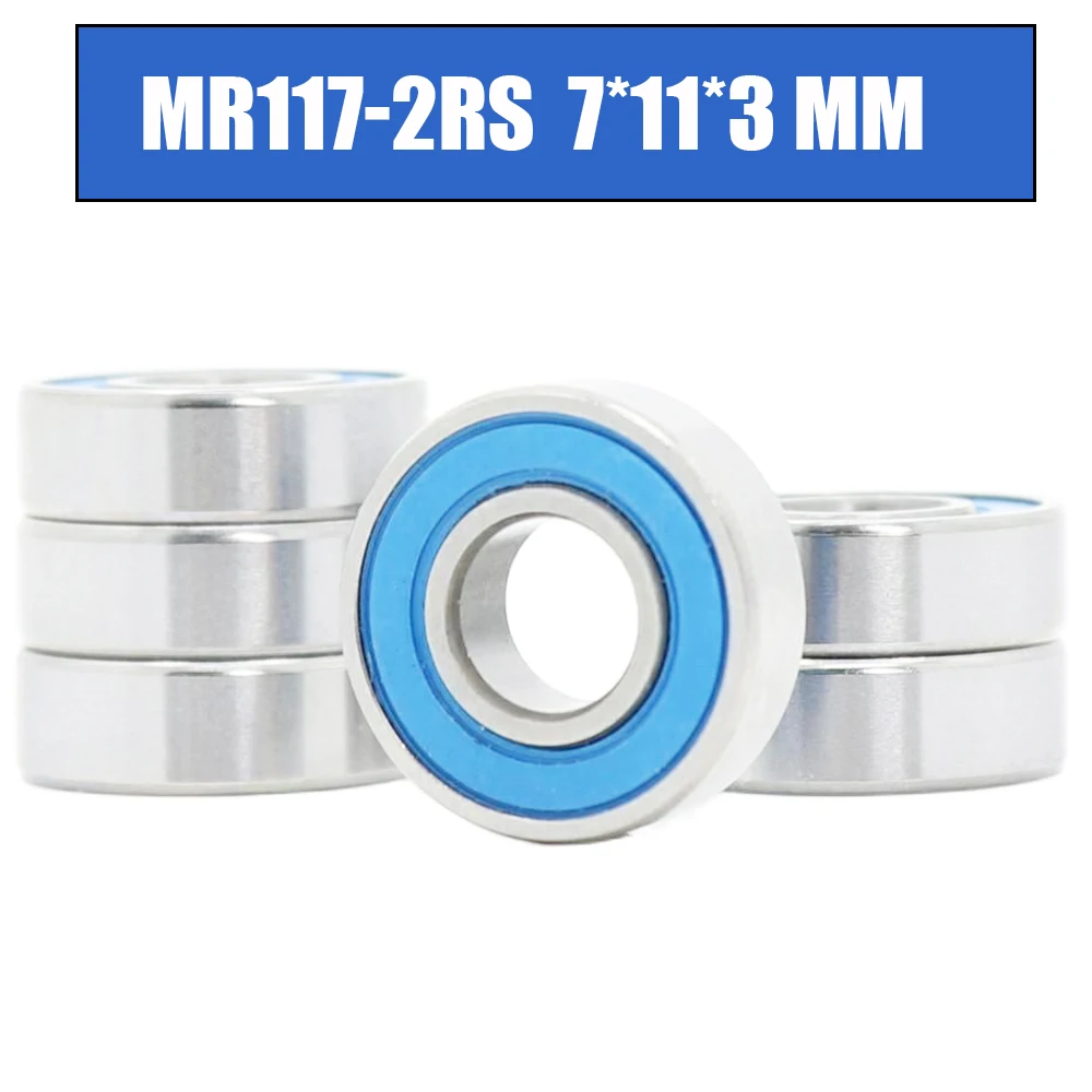 

MR117-2RS Bearing 10PCS 7x11x3 mm Double Sealed Blue RC Motor Miniature MR117 RS Ball Bearing MR117 2RS