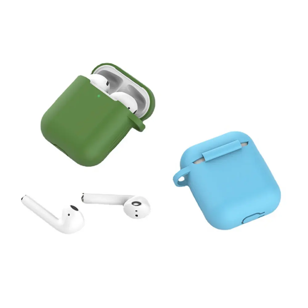 Silicone world Silicone Earphone Cases For Apple Airpods 1/2 Wireless Earphone Cover Protective Case Shockproof Sleeve With Hook