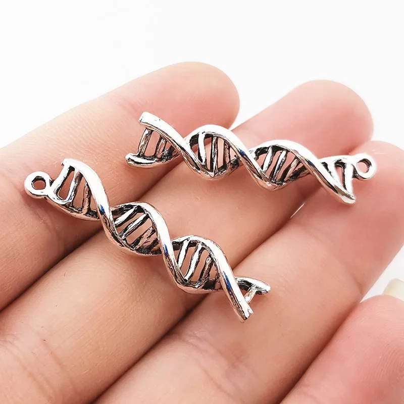 10pcs Charms DNA Deoxyribonucleic Acid 40x8x8mm Antique Silver Color Pendants DIY Making Findings Handmade Tibetan Jewelry