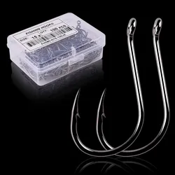 100pcs / 40pcs / Box High Carbon Fishing Hook  2#-22# ISEAMA With Eye Carp Catfish Fish Anzol Offset Japan Tackle Fishing Hooks