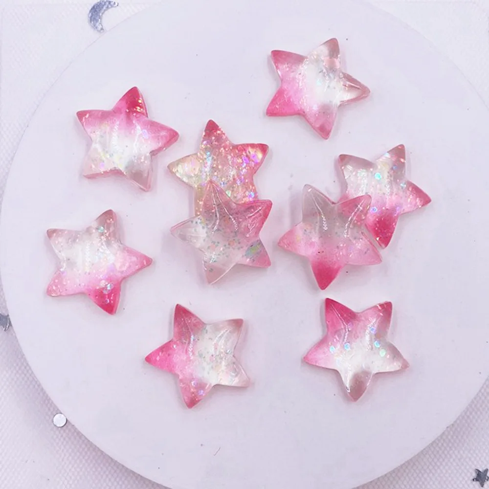 12pcs Resin Colorful Cute Shniy Glitter Bepowder Star Flatback Rhinestone Appliques DIY Wedding Scrapbook Figurines Craft OL32 image 6