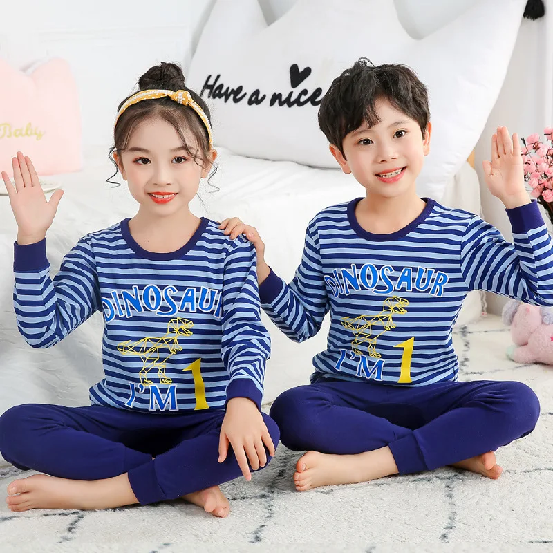 

Boys Girls Pajamas Autumn Winter Long sleeve Children's Clothing Sleepwear Cotton Pyjamas Sets For Kids пижама 2-14 Years