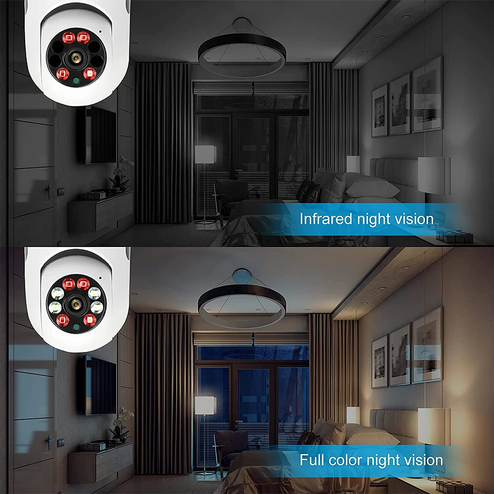 1080P PTZ กล้อง IP ไร้สายหลอดไฟ2MP WiFi ความปลอดภัยการเฝ้าระวังวิดีโอมินิกล้อง2-Way Audio Night vision โคมไฟ P2P E27 C