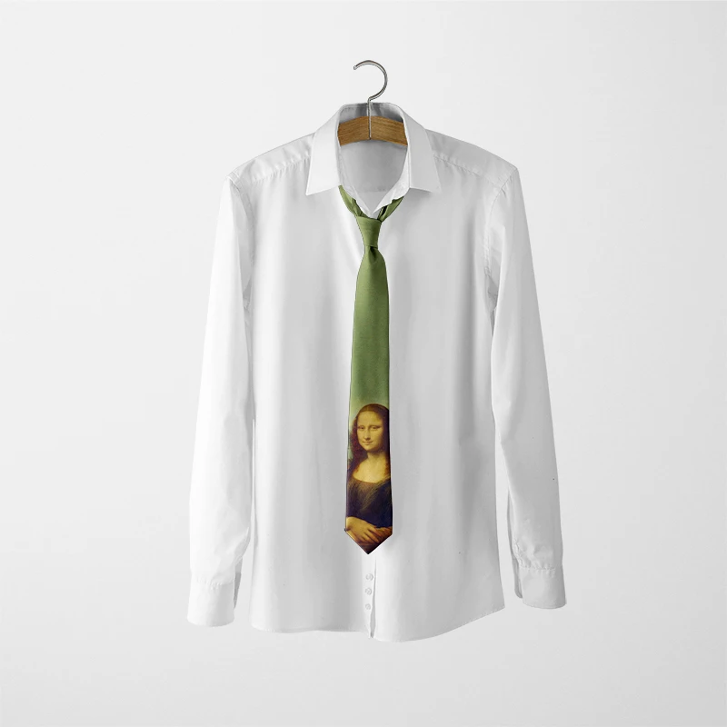 Personality Mona Lisa Tie For Men Women 8cm Wide Casual Daily Business Shirt Accessories Party Wedding Funny Designer Neckties