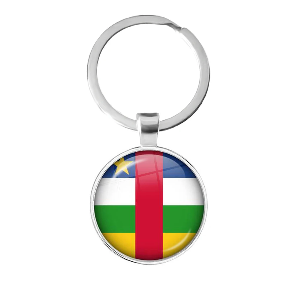 Chad,Central African,Equatorial Guinea,Gabonese,Congo,Sao Tome And Principe National Flag Keychain Glass Cabochon Key Rings Gift