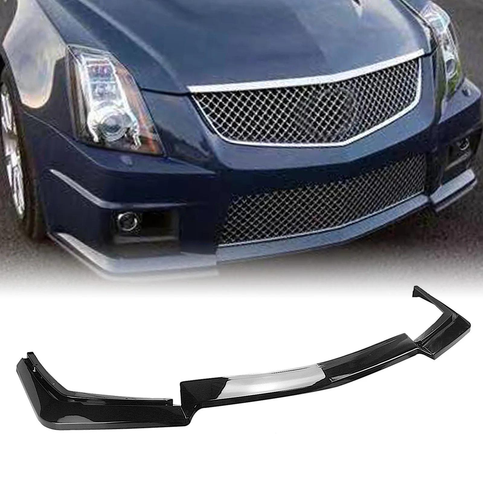 

For Cadillac CTS-V 2009 2010 2011 2012 2013 2014 2015 Front Bumper Spoiler Lip Gloss Black/Carbon Fiber Look Car Lower Splitter