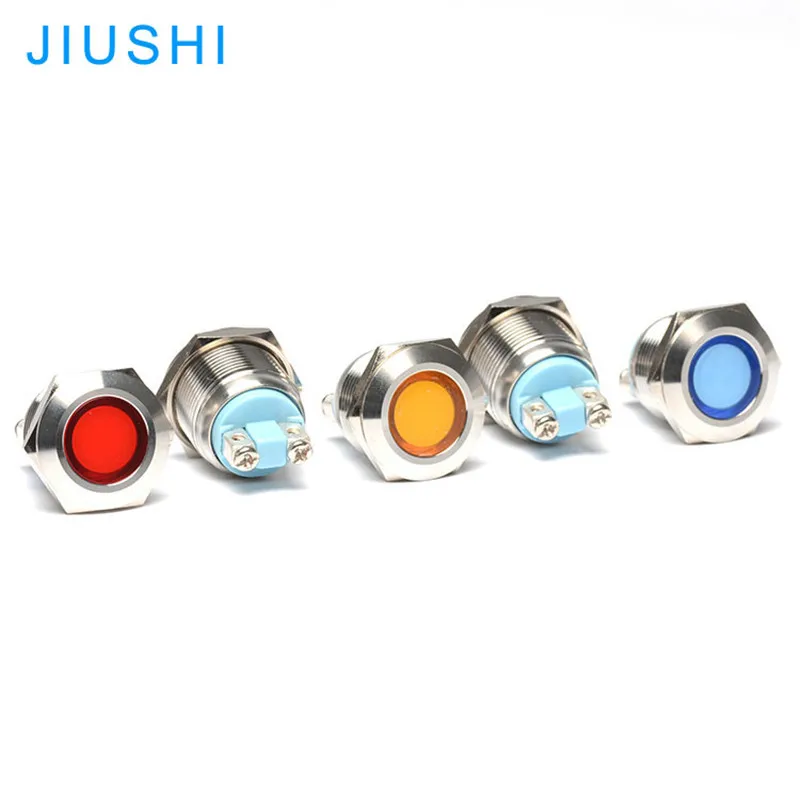 10pcs A19-CC metal waterproof LED indicator  mouting hole 19mm light two screws poilt lamp RED GREEN BLUE YELLOW WHITE