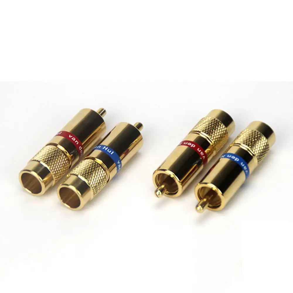 Colleimage Hifi audio RCA plug connector Adapter Gold plated jack With Diy VDH RCA Cable 8.0mm RCA Plugs jack Extension Adapter