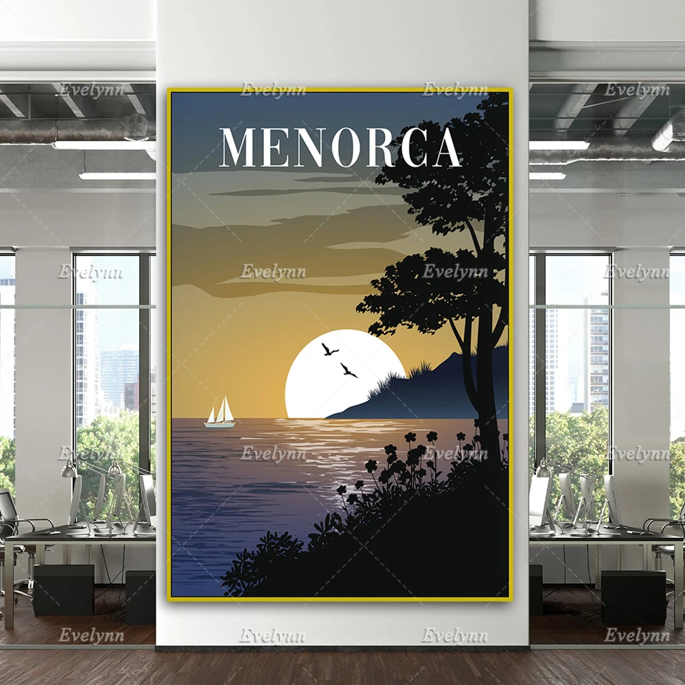 Menorca Travel Print, Menorca Travel Poster, Spain Travel Poster, Spain Print Home Decor Canvas Wall Art Prints Unique Gift