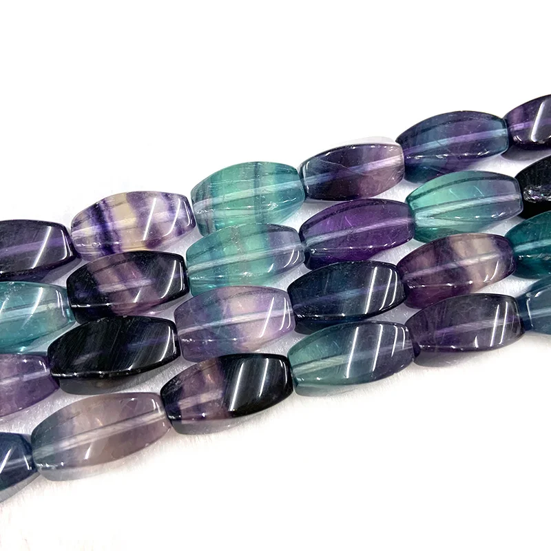 

Natural Fluorite Stone Beads 15'' Twist Olive DIY Loose Beads For Jewelry Making Beads For Women Necklace Earring Bracelet Gift