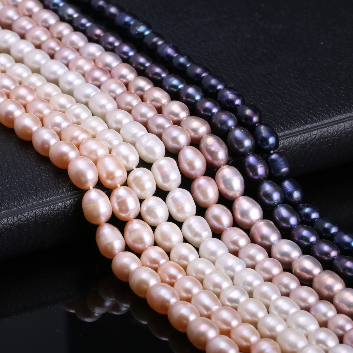 Natural Freshwater Cultured Pearls Beads Rice Shape 100% Natural Pearls for Jewelry Making DIY bracelet necklace 13 Inches 7-8mm