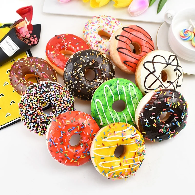 Donuts de simulación de 10cm, pan de imitación para aliviar el estrés, decoración para el hogar, decoración para bodas, accesorios de fotografía, 1 unidad