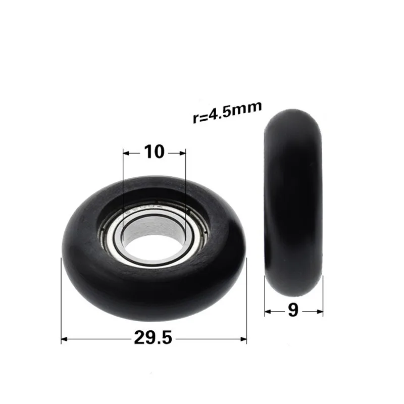 20pcs/100pcs 10*29.5*9mm F6800ZZ Bearing Coated Plastic Pulley POM Shell Spherical Radian Radius 4.5mm Guide Wheel Roller