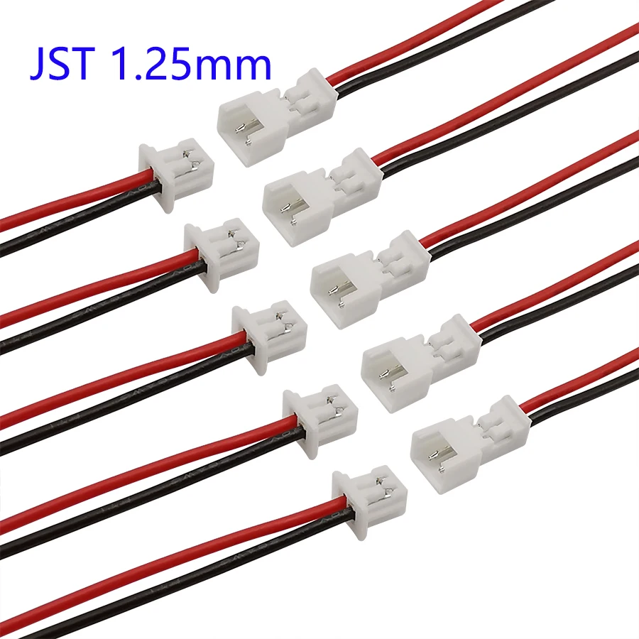 10/5/2 Pairs Small Mini JST 1.25mm PH2.0 XH2.54 2 Pin Male Female Plug Jack Connector Cable JST 1.25/2.0/2.54 2P Electronic Wire