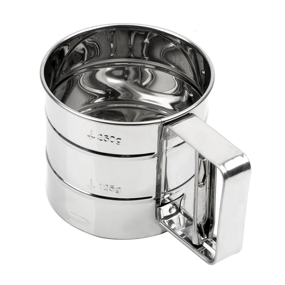 HILIFE Pastry Baking Tools Bakeware Baking Icing Sugar Shaker Powder Flour Mesh Sifter Cup Stainless Steel Sieve Cup