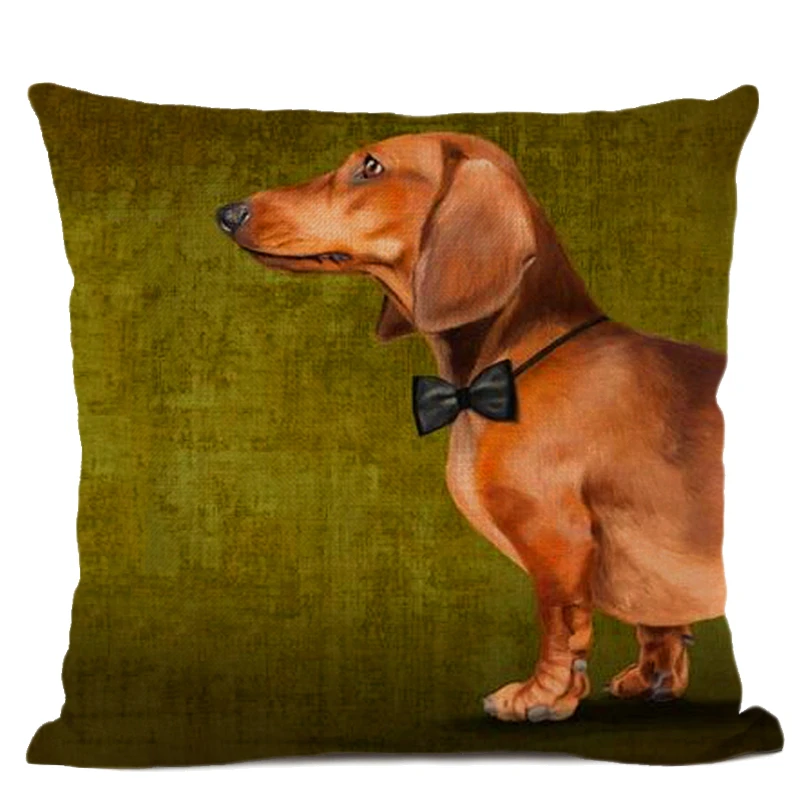 Dachshund Dog Painted Square Cotton Linen Pillow Case Bulldog Cushion Cover Home Sofa Pillow Case Cojines almofadas decorativas