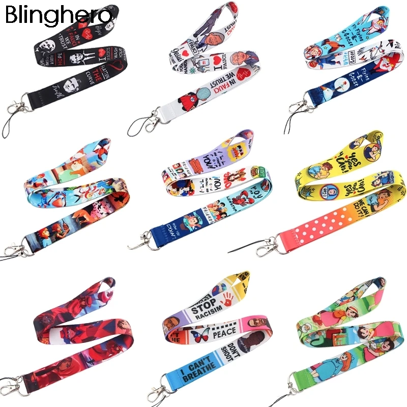 20pcs/lot BH1111 Blinghero Cute Lanyard For Keys Cartoon Phone Lanyard Neck Strap Keychain Lanyards ID Badge Holder Hang Rope