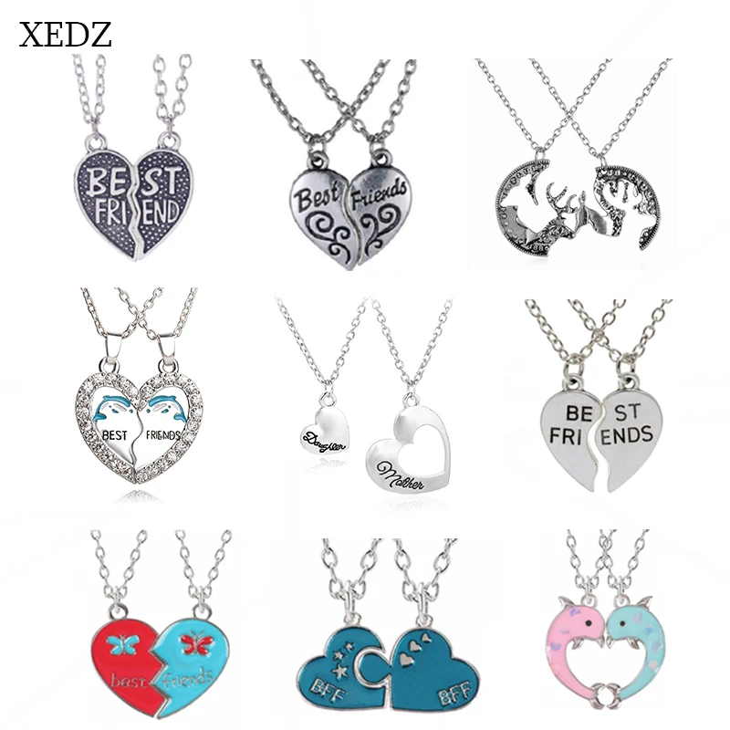 XEDZ Jewelry Best Friend Couple Stitching Necklace Cloud Dolphin Rainbow Pair Of Necklace Bee Pendant Necklace Jewelry Gift