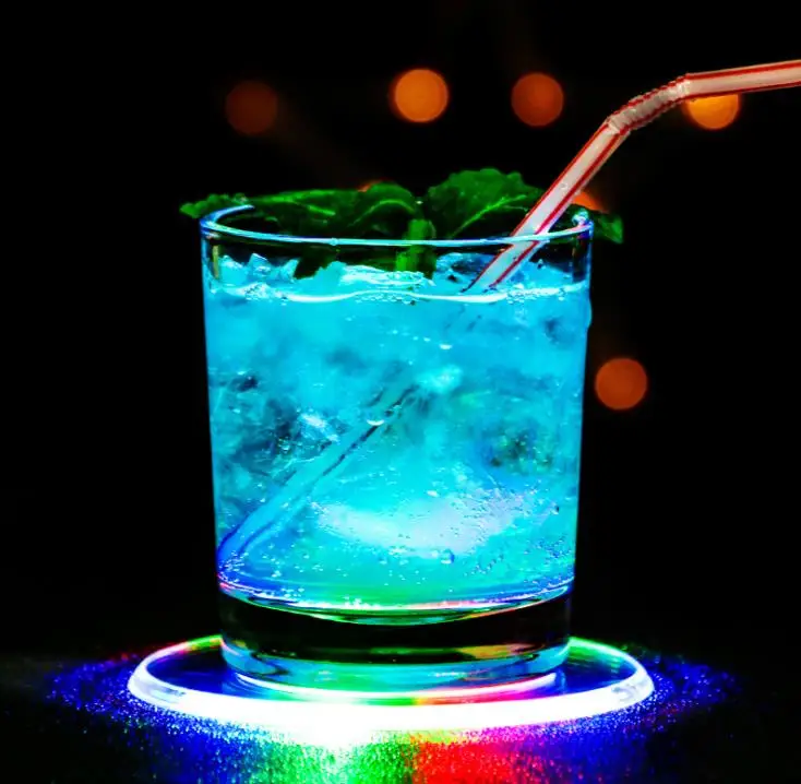 

LED Flashing Coaster Light Up Cup Pad Mat Coasters For Club Acrylic Drinks Beer Beverage Mats Party Wedding Bar Decoration SN