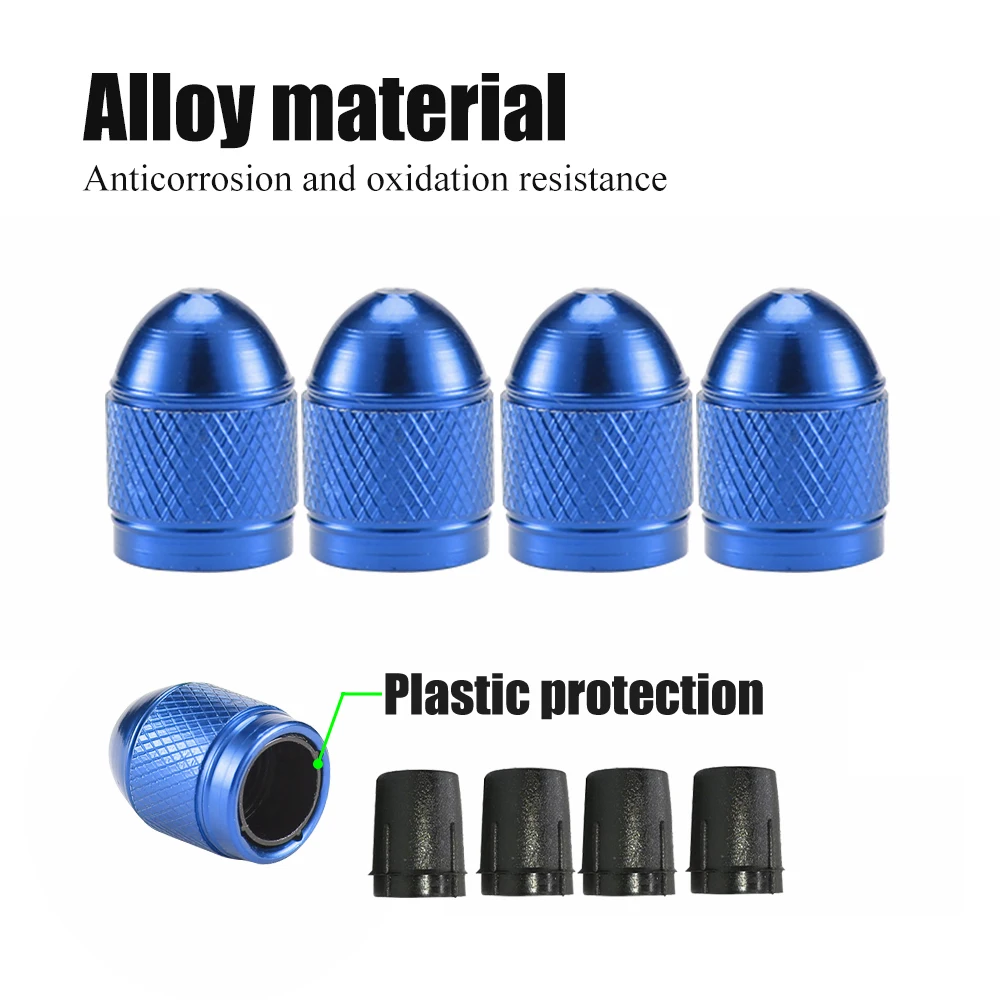 PROUSKY - 8 tappi antipolvere per valvole pneumatici, in lega di alluminio, colore nero, ricambio con guarnizione ad anello per auto, biciclette, moto