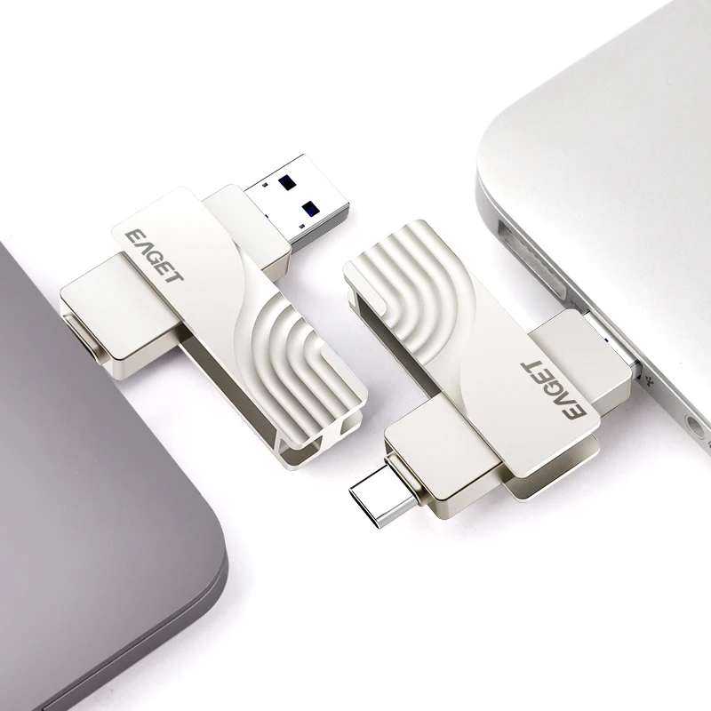 EAGET CF30 USBแฟลชไดรฟ์128G OTGโลหะUSB 3.0ไดรฟ์ปากกาKey 64GBประเภทC3.1ความเร็วสูงpendrive Mini Flash Drive Memory Stick