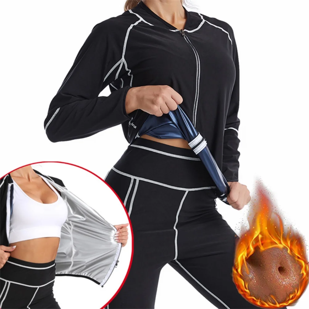 

Women Sauna Suits Fitness Leggings Sweat Shirts Body Shaper Waist Trainer Slimming Long Pants Sets Weight Loss Shapewear