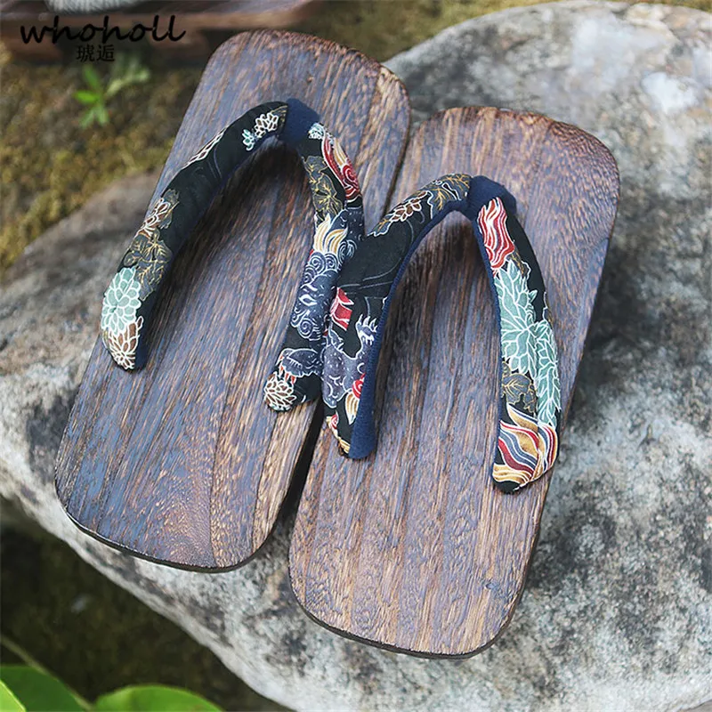 Maat 46 47 Man Flip-Flops Japanse Klompen Houten Geta Twee Tanden Cosplay Kostuum Anime Unisex Sandalen Slippers