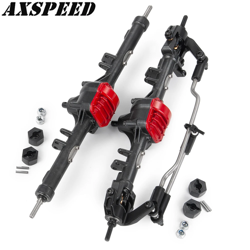 AXSPEED RC Car Metal Front and Rear Axle Straight Complete Axles for 1:10 RC Rock Crawler Axial SCX10 II 90046 90047 90059 90060