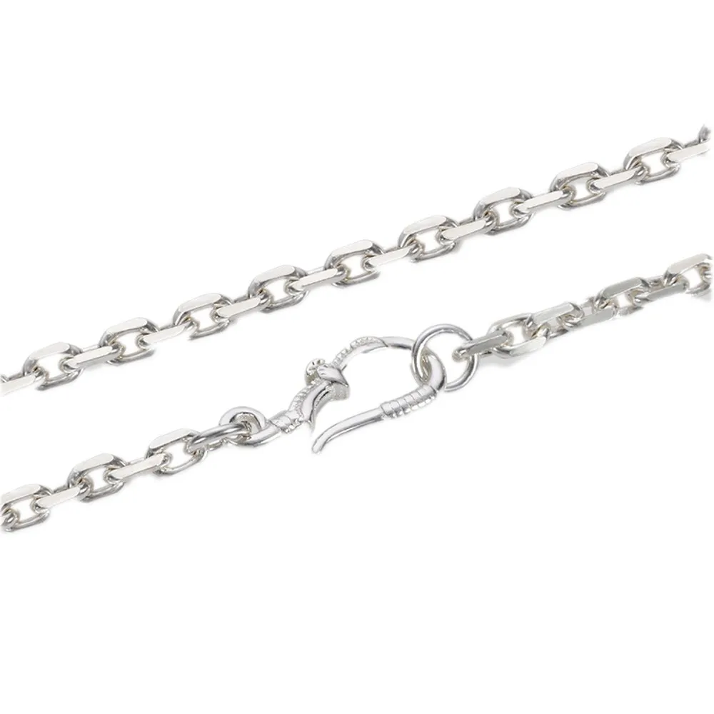 BOCAI New Real  Pure s925 Silver Man and Woman Necklace Fashion Car Flower Cross Necklace 2.1MM~4MM Retro Long Sweater Chain