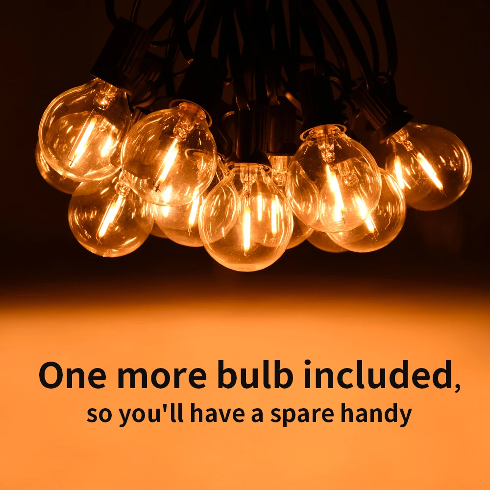 30M LED Fairy String Light Globe Party Garland G40 Patio Light Warm White Clear Vintage Bulb Chain For Outdoor Backyard Decorate