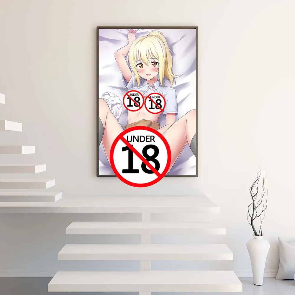 Cartoon Blonde Sexy Girl Breast Pussy Canvas Poster Print Adult Anime Art Painting Unframed Wall Pictures for Boy Room Decor