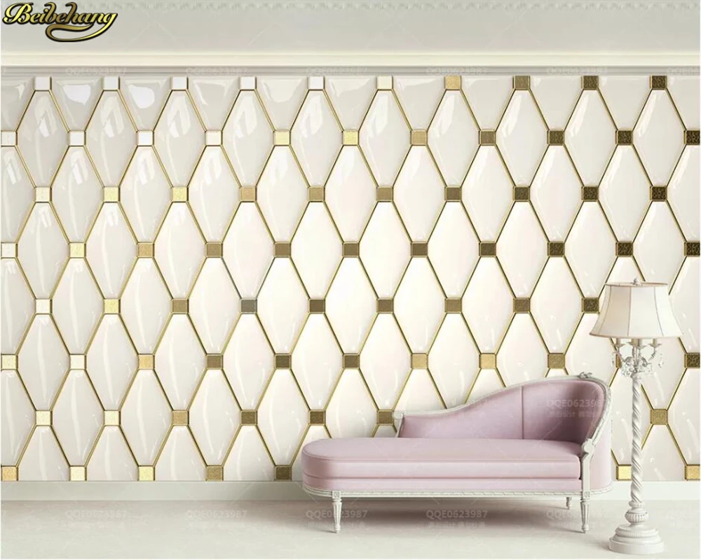 beibehang Custom wallpaper mural 3d three-dimensional luxury simple European gold soft package TV background wall papel de pared