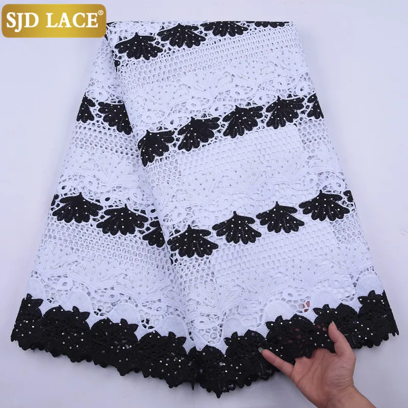 SJD LACE Clearance Style African Lace Fabric 2024 New Nigerian Water Soluble Guipure Cord Lace For Wedding Party Dress Sew 2140