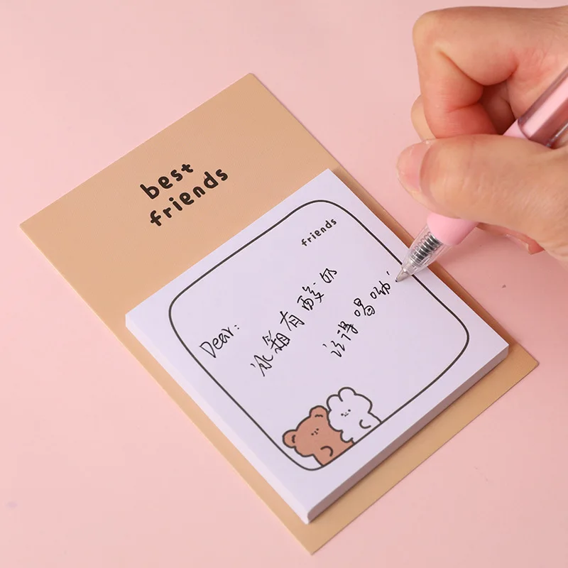 Cute Bear Memo Pad, Sticky Notes Decoração, Notepad Planner, Message Note Paper, Bookmark Papelaria, Material escolar
