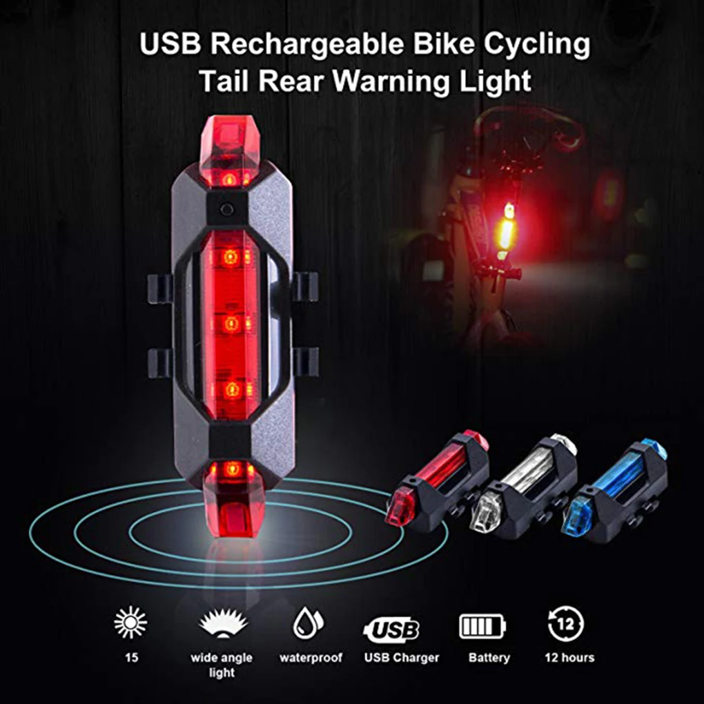 5 LED Fahrrad Licht Wasserdichte Hinten Schwanz Licht LED USB Aufladbare Mountainbike Radfahren Licht rücklicht Sicherheit Warnung Licht