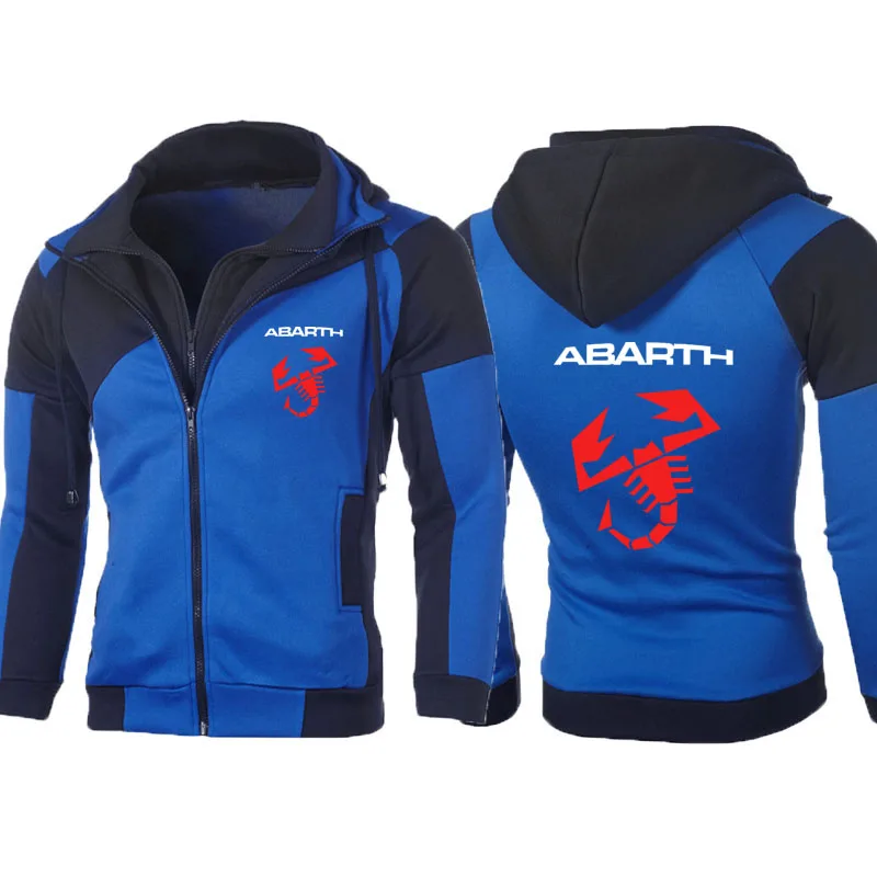 

European code men's zipper sweatshirt abarth logo print Stitching contrast color men's jacket High quality autumn hoodie