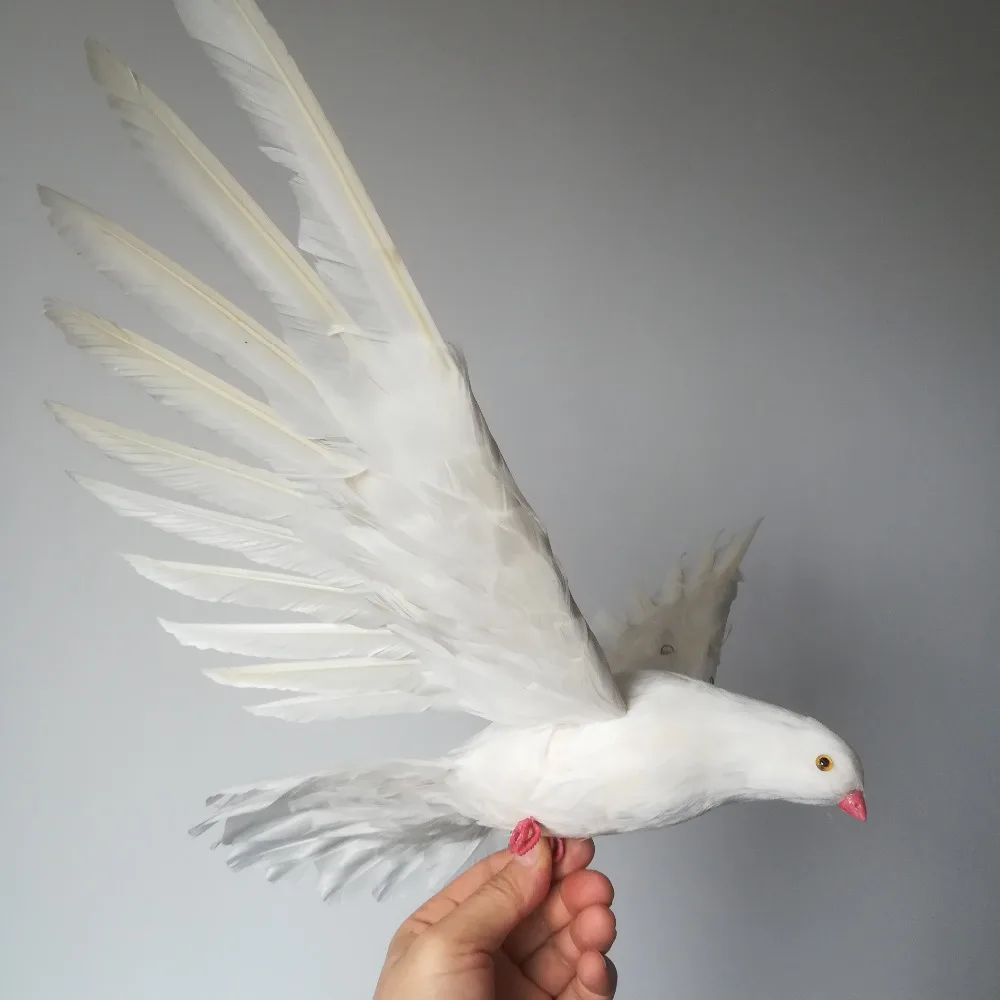 

simulation bird foam&feathers white peace bird about 32x45cm spreading wings dove model prop.home garden decoration gift w0729