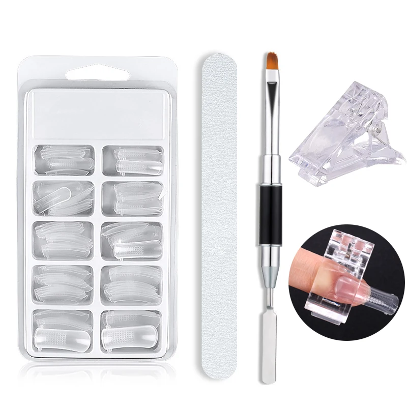 

Poly Nail Gel Kit Tools For Extension Set Quick Builder Included Dual Forms Brush Clip UV Gel Polish Art Varnish Permanant