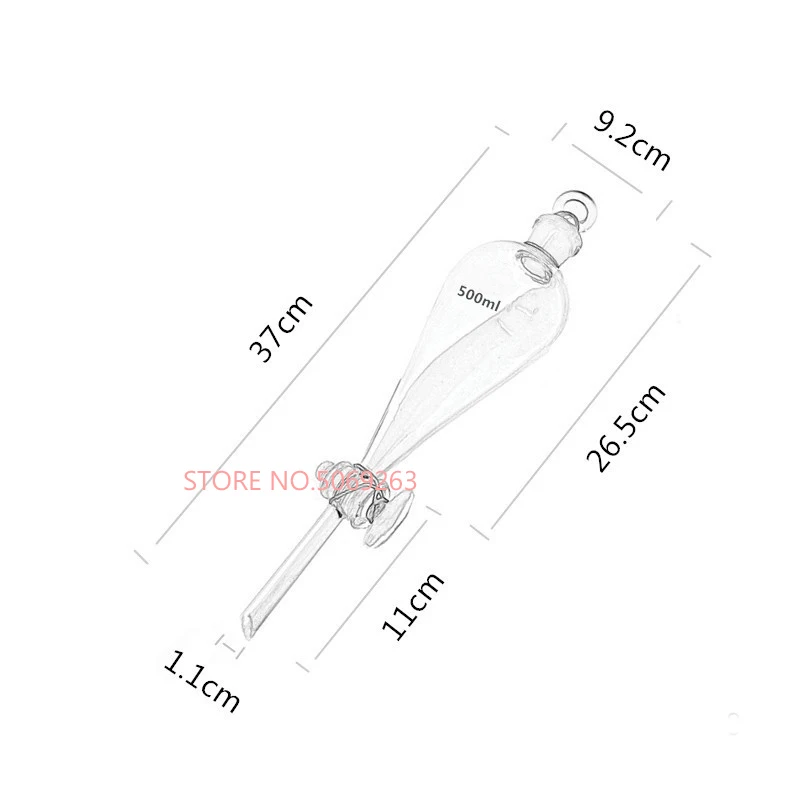 Embudo separador de vidrio con tapón de vidrio, tapón de rosca, tapón separador de laboratorio, 500mL, 2 unids/paquete, Envío Gratis