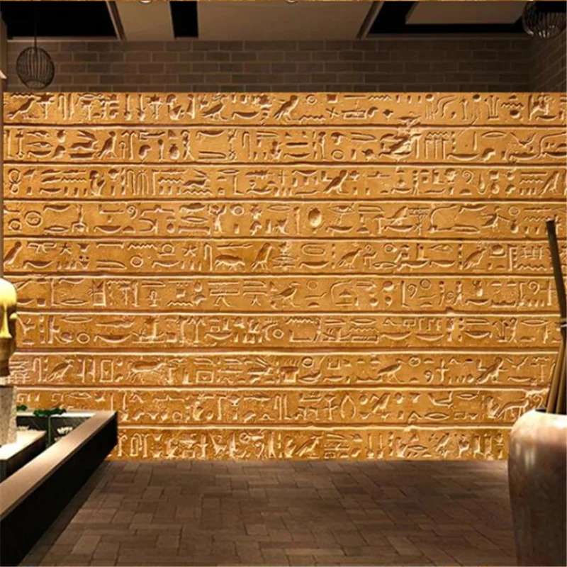 wellyu Customized large murals fashion home decoration Egyptian relief stone tablet text background wall wallpaper papier peint