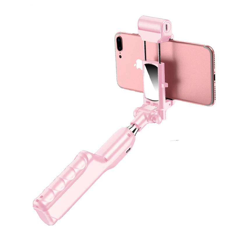 Fill Light Line Control Selfie Artifact Creative Mini Wireless Mobile Phone Folding Mirror Handheld Live Support Rod