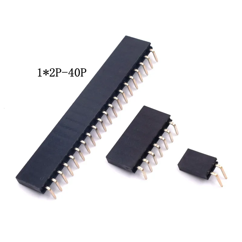 10PCS 1X2/3/4/5/6/8/10/40 Pin Single Row Right Angle Female Pin Header 2.54MM Pitch Strip Connector Socket