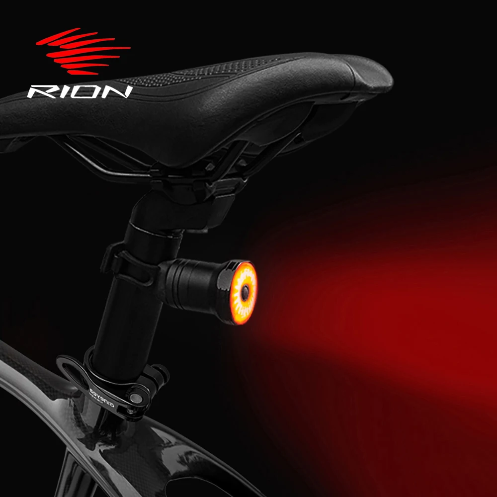 RION Smart Bicycle Light Cycling Tail Taillight Auto Start/Stop Brake Sensing IPx6 Waterproof USB Charge Bike LED Light