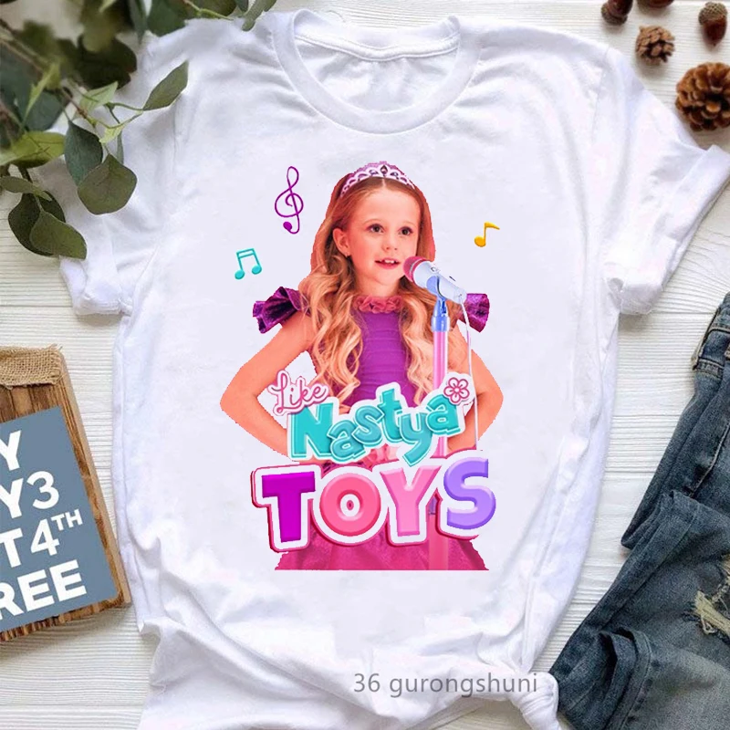 2024 Hot Sale Like Nastya Toys Print T-Shirt Women Funny White Tshirt Femme Harajuku Kawaii Clothes Hip Hop T Shirt Female Tops