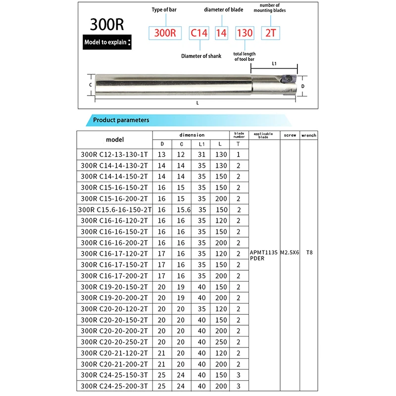 1 세트 Q.Grt BAP300R 밀링 커터 APMT1135 CNC 커터 BAP 300R 밀링 공구 홀더 CNC 밀링 러프 가공 카바이드 APKT1135