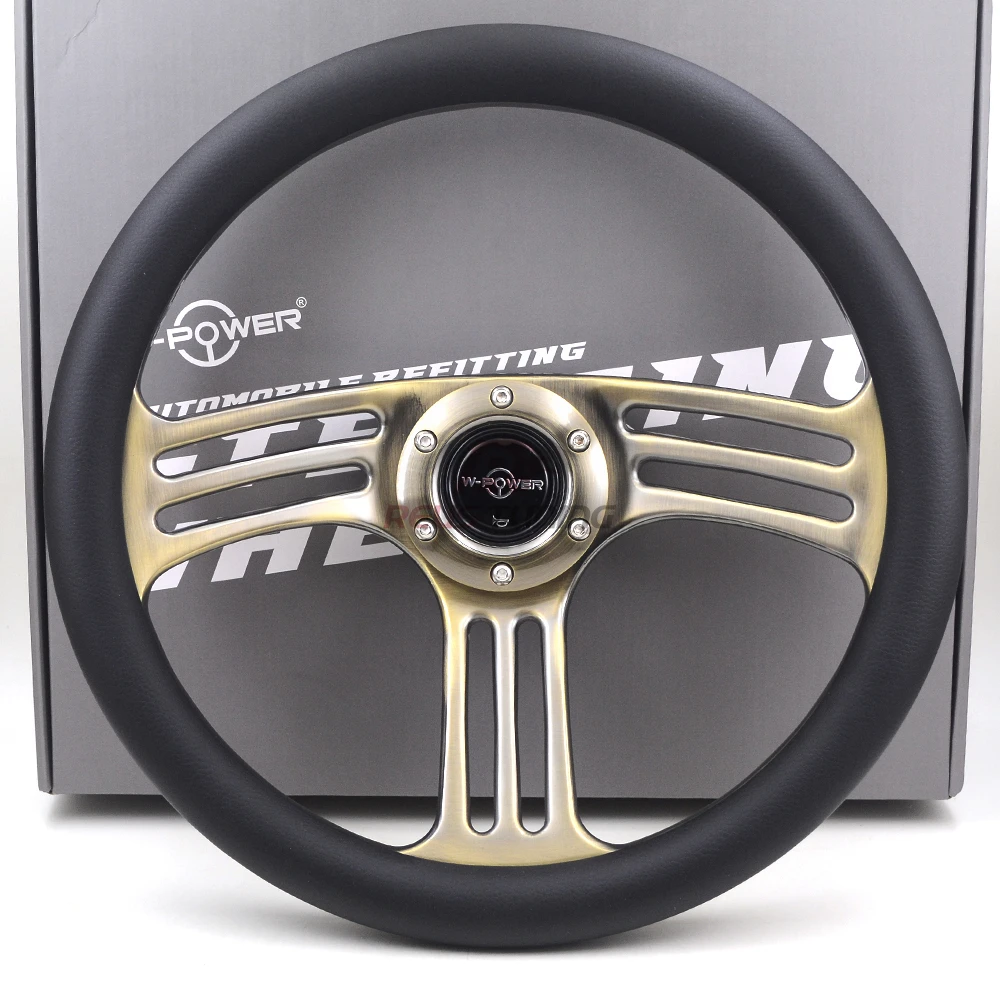 350mm 14inch Deep Corn Leather Universal Car Racing Race Sport Classic Steering Wheel