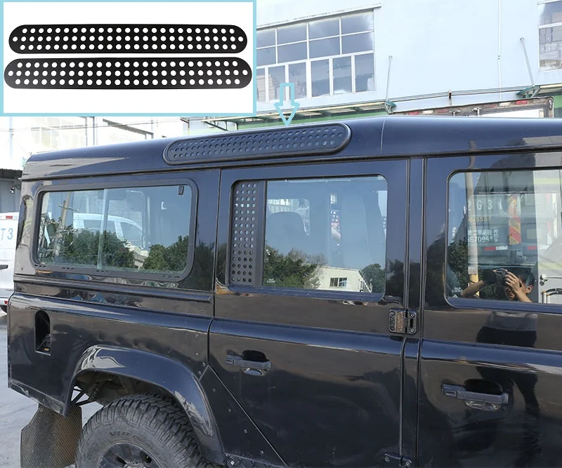 For Land Rover Defender 90 110 130 2004-2018 Alloy Black Car Rear Roof Door Side Window Glass Protection Panel Car Accessories