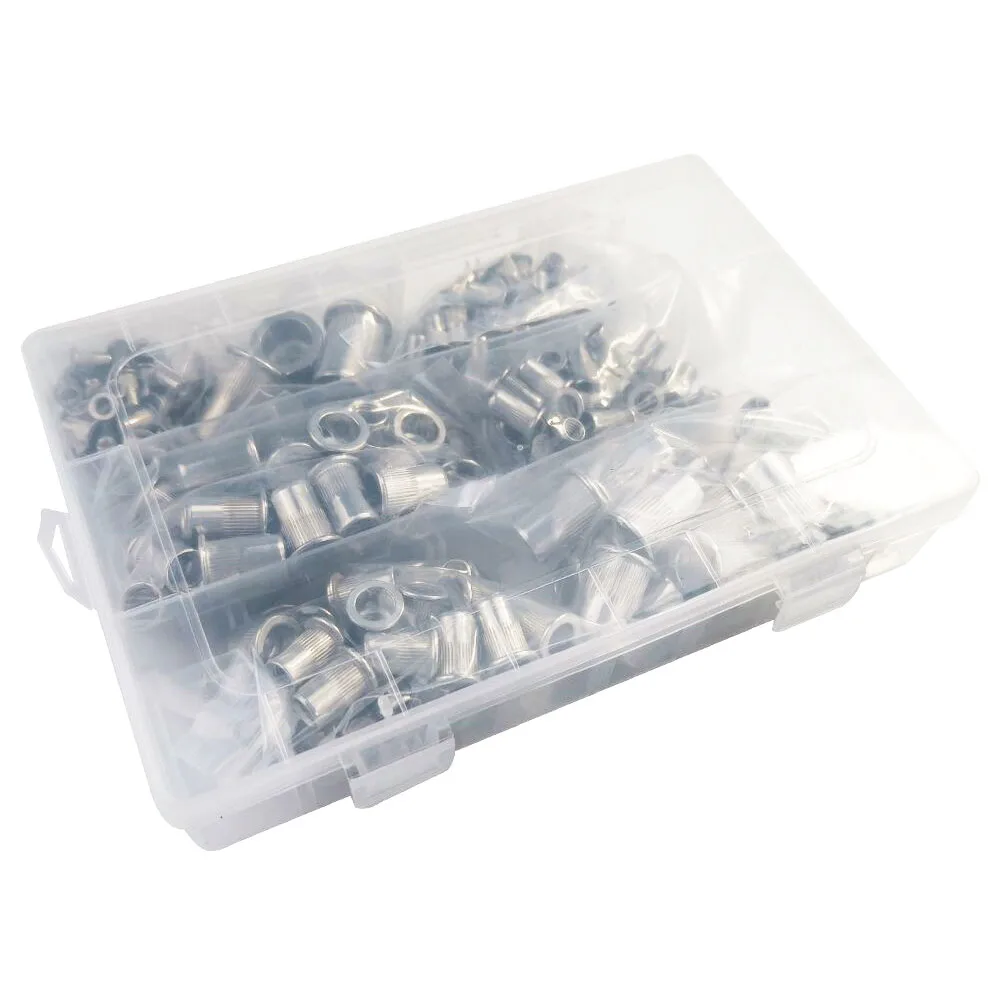 ALLSOME 300Pcs In Acciaio Inox Rivettatrice Dado M3 M4 M5 M6 M8 M10 M12 Testa del Rivetto Noci Set Noci Inserto reveting Multi Size con la SCATOLA