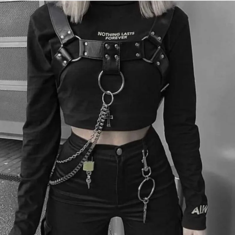 CTRLLOCK Punk Shoulder Strap For Women Adjustable Waist Belt Circle Buckle Fashion Accessory Trend