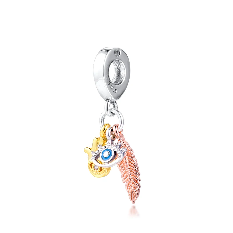 2020 NEW Hamsa, All-seeing Eye & Feather Spirituality Dangle Charm Silver 925 Jewelry Pendant Charms for Jewellry Making